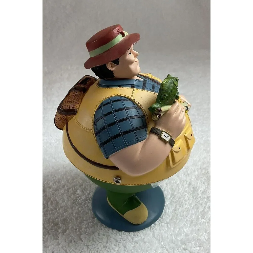 RARE Dept 56 Flip Tops Collection Fisherman w/Fish Candy Dish Trinket Box Hinged